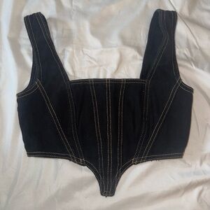 Black Denim Corset Going Out Top size Small Adika